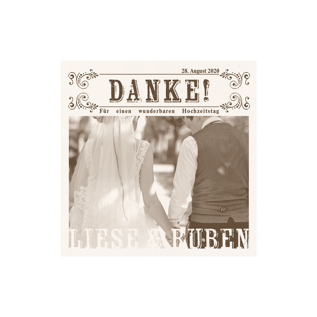 Dankkarte oder Save the Date Karte in creme mit eigenem Foto