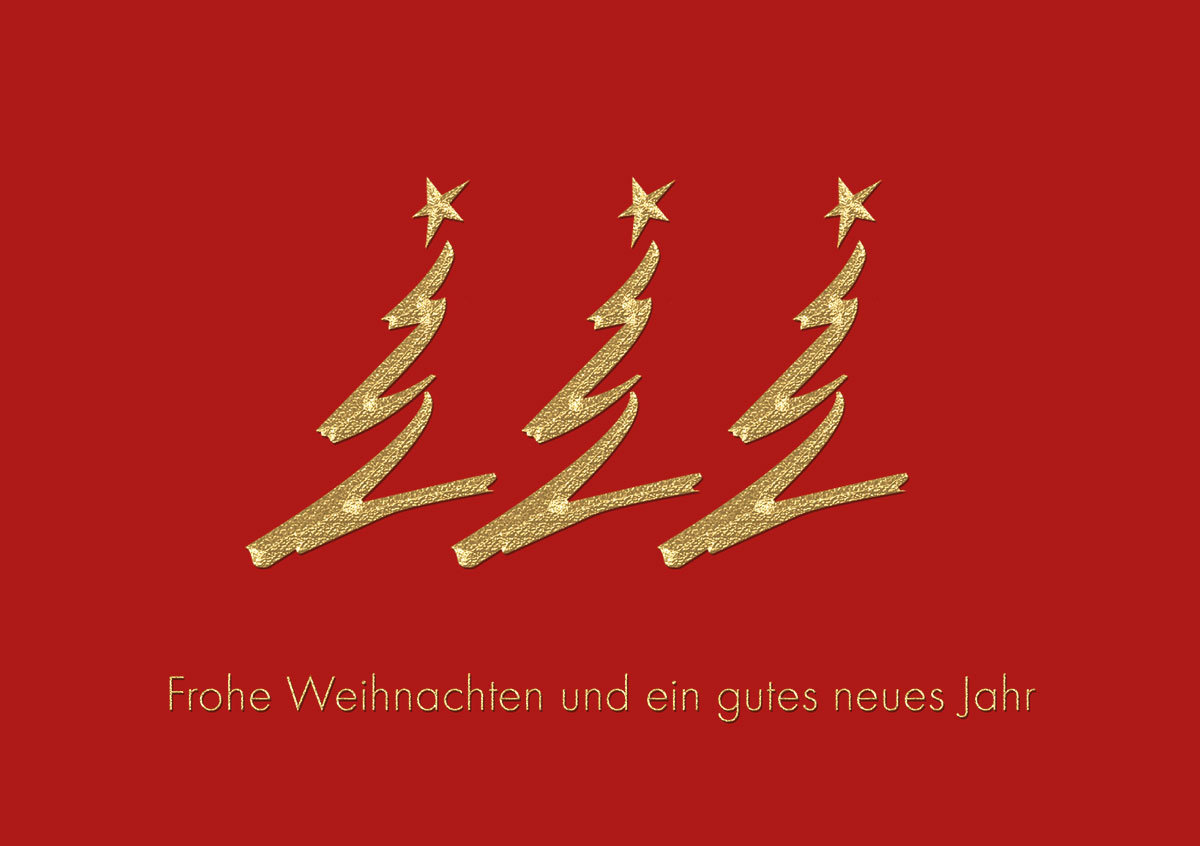 Rote Weihnachtskarte mit edler Goldfolienprägung, inkl. weißem Einlegeblatt und Briefumschlag