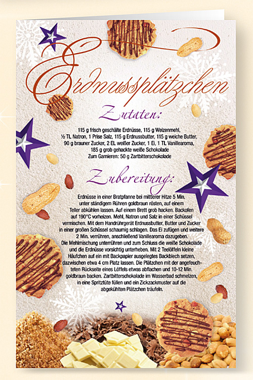 Rezept-Duft-Weihnachtskarte Erdnussplätzchen weihnachtlich Zimt