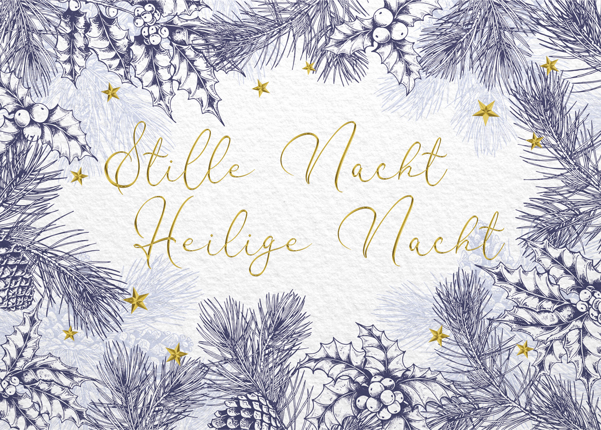 Florale Spendenkarte "Stille Nacht Heilige Nacht" mit Gutem Zweck: Deutsche Kinderkrebs-Stiftung