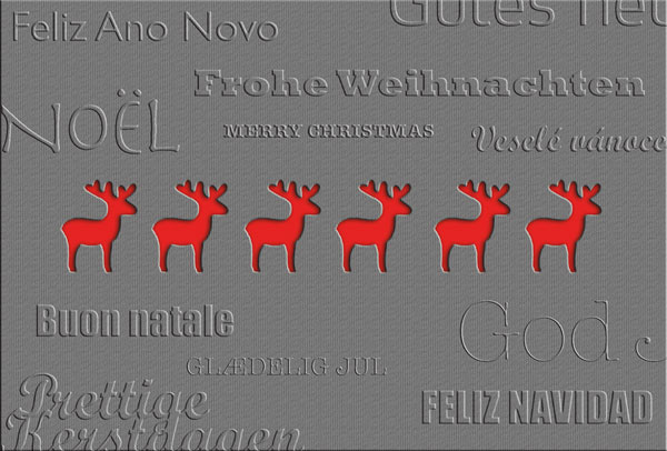 Weihnachtskarte Frohe Weihnachten grau metallic mit Rentieren und wählbarem Einleger