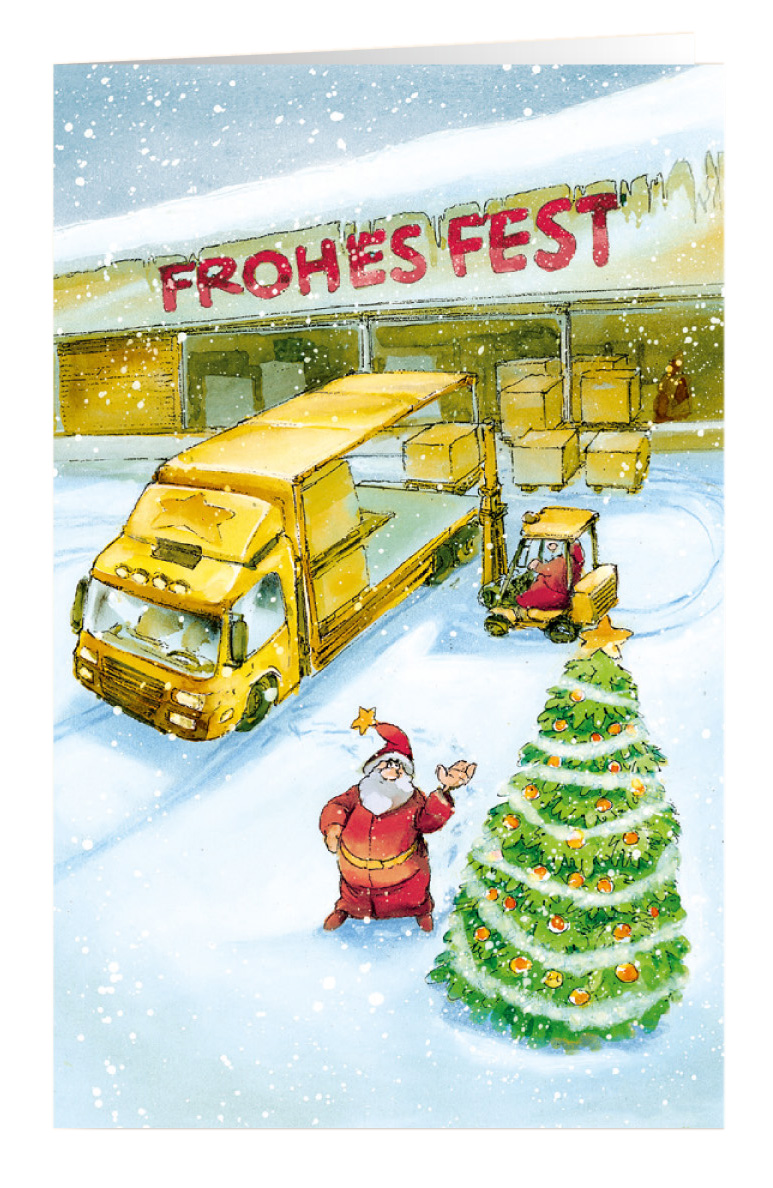 Weihnachtskarte Branchenkarte Spedition Logistikunternehmen Frohes Fest