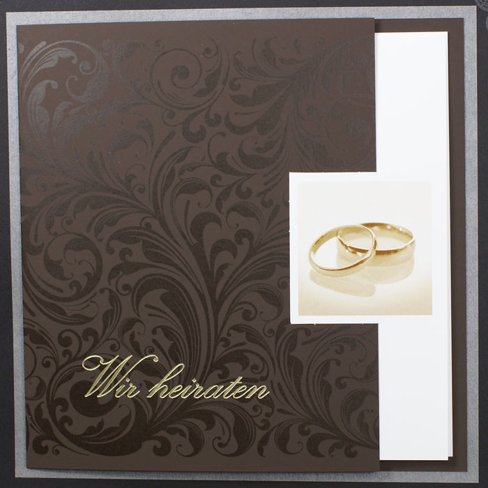 Hochzeitskarte dunkelbraun Ornament Ringe Wir heiraten pr16342