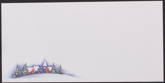 Weihnachts-Briefumschlag 23x11,4 cm , Winterdorf im Schnee