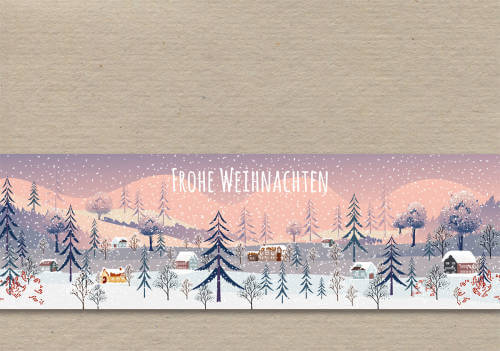 Naturbraune Spendenkarte mit Winterlandschaft zugunsten der Deutschen Kinderkrebs-Stiftung