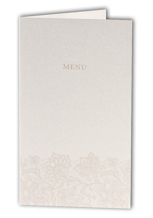 Menükarte perlmutt metallic mit Ornament und Schriftzug MENU