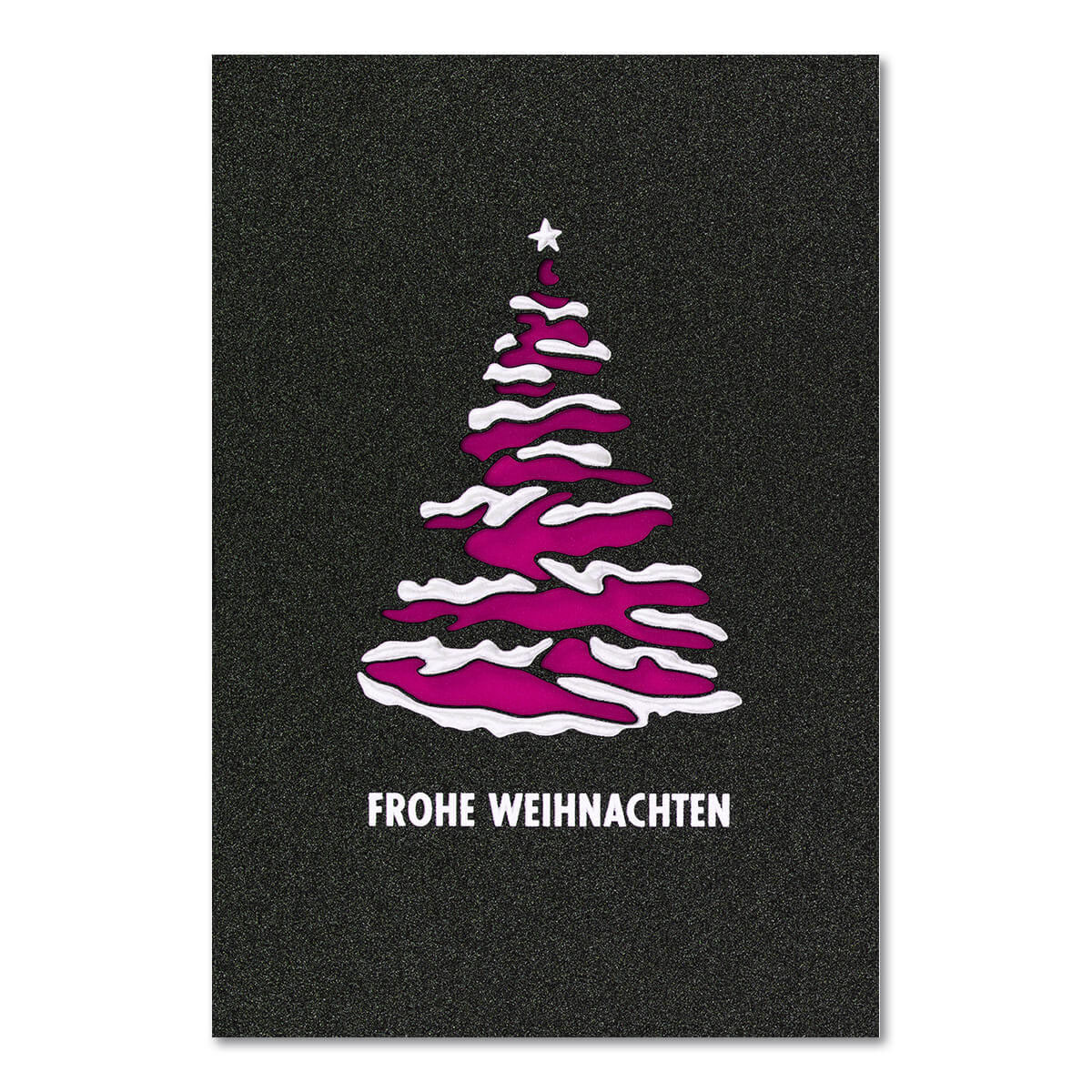 Weihnachtskarte mit Weihnachtsbaum - Einleger magenta