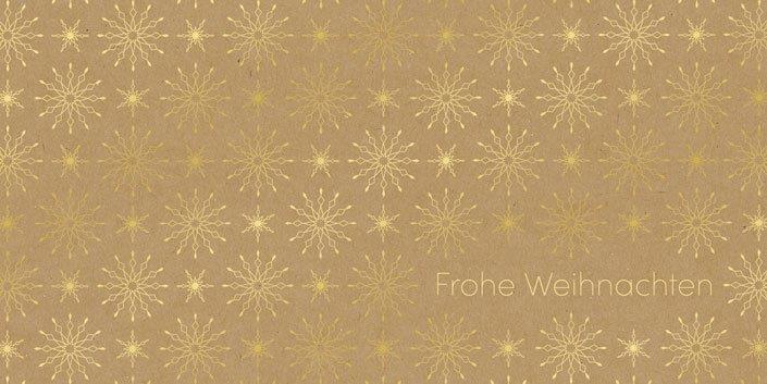 Braune Weihnachtskarte mit Goldfolienprägung aus natürlichem Kraftkarton im Format DIN lang