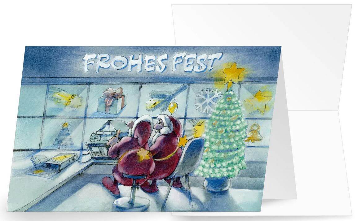 Lustige Weihnachtskarte mit "Frohes Fest" für IT-Service, Programmierer und EDV-Dienstleisterung