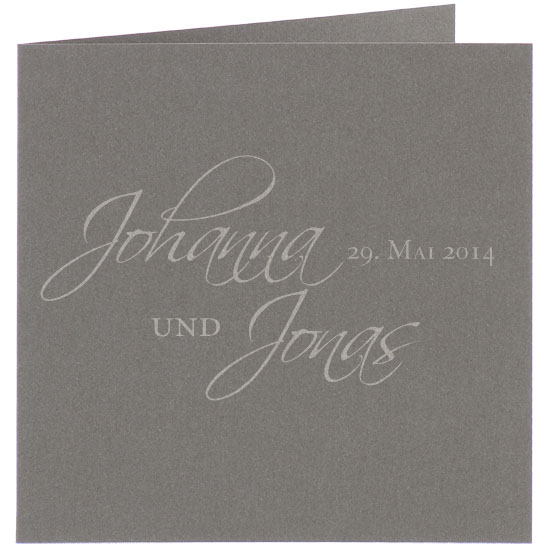 Blankokarte 12x12 cm stahlgrau Beispiel Hochzeit