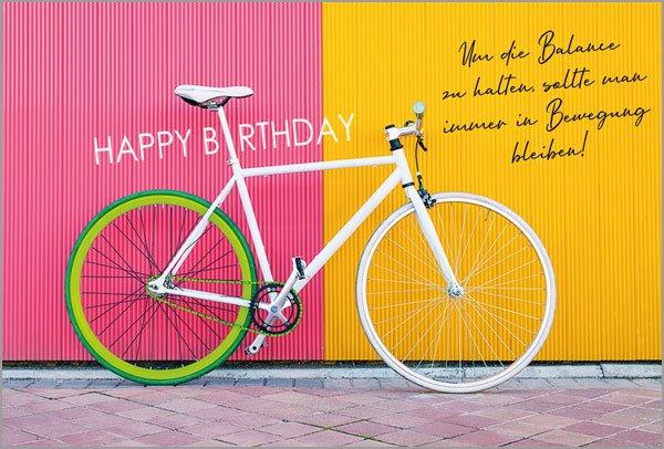 Ausgefallene Glückwunschkarte zum Geburtstag "Um die Balance zu halten, sollte man immer in Bewegung bleiben"