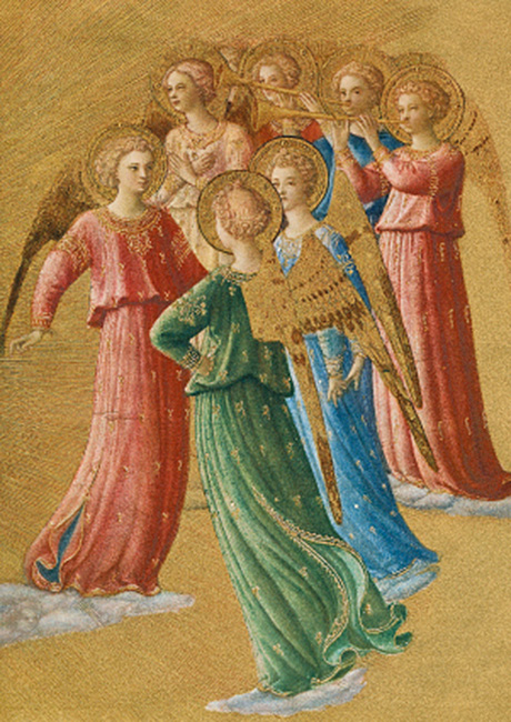 Sakrale Kunstkarte "Musizierende Engel" von Fra' Beato Angelico (1387-1455)