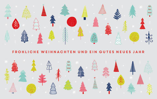 Bunte Weihnachtskarte mit Spendenzweick für Deutsche Kinder-Krebs-Stiftung