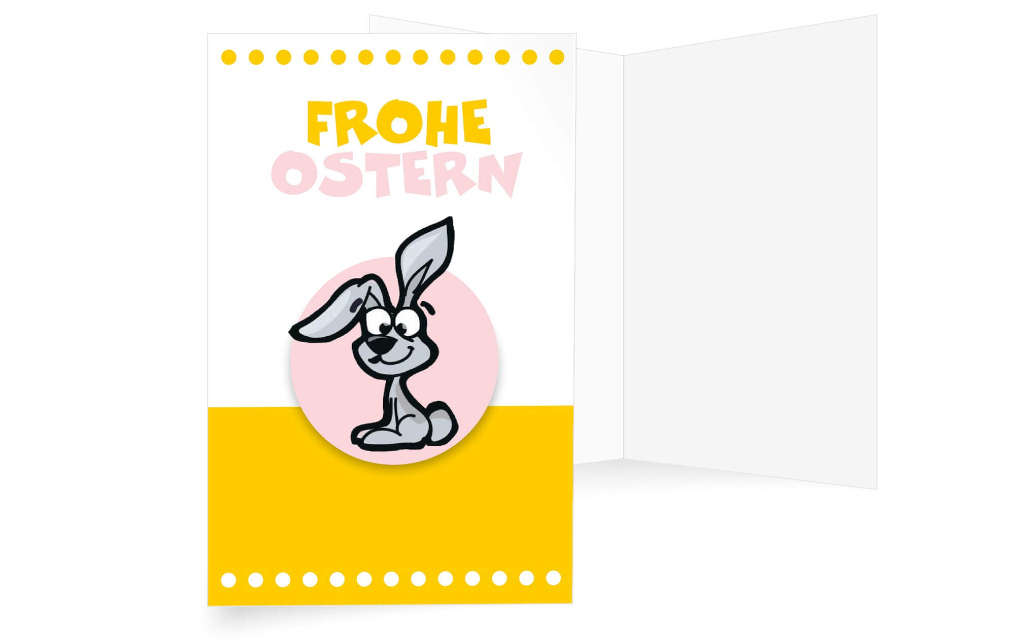 Fröhliche Ostergrußkarte mit Osterhase und Ostergruß "Frohe Ostern"