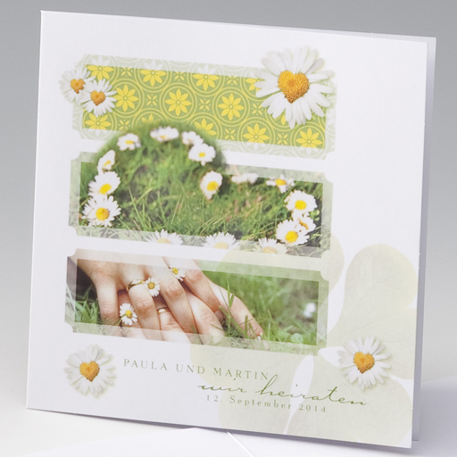 Hochzeitskarte ba722116 Herz Gänseblümchen Liebe Hände Wiese