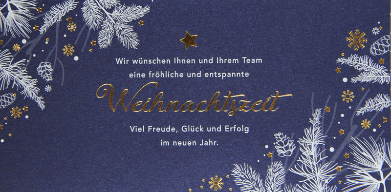 Team-Weihnachtskarte dunkelblau metallic