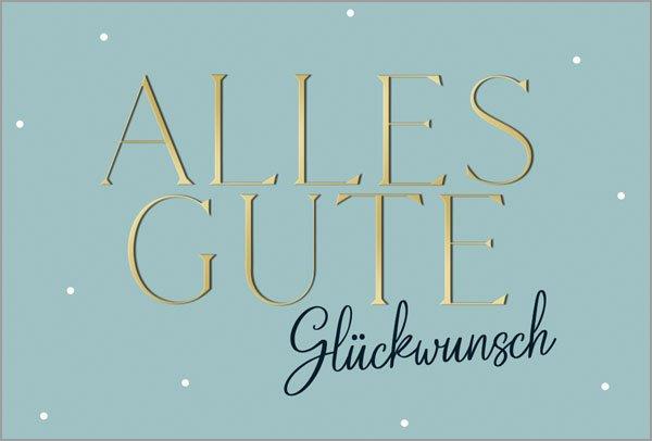 Glückwunschkarte für viele Anlässe in mintfarben mit "Alles Gute" und "Glückwunsch", inkl. Einlegeblatt