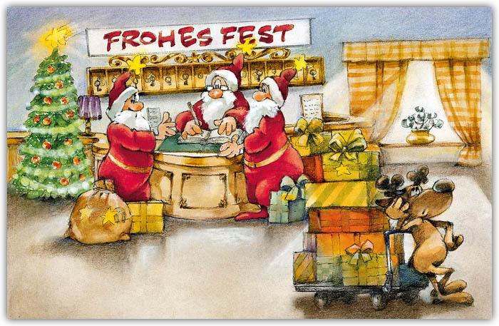 Humorvolle Branchenweihnachtskarte für Hotel, Gasthof und Pension mit Gruß "Frohes Fest"