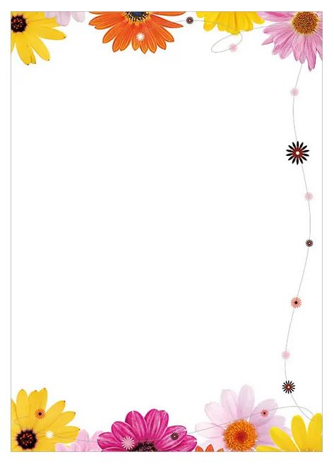 Farbenfrohes Briefpapier mit bunten Sommerblumen, DIN A4