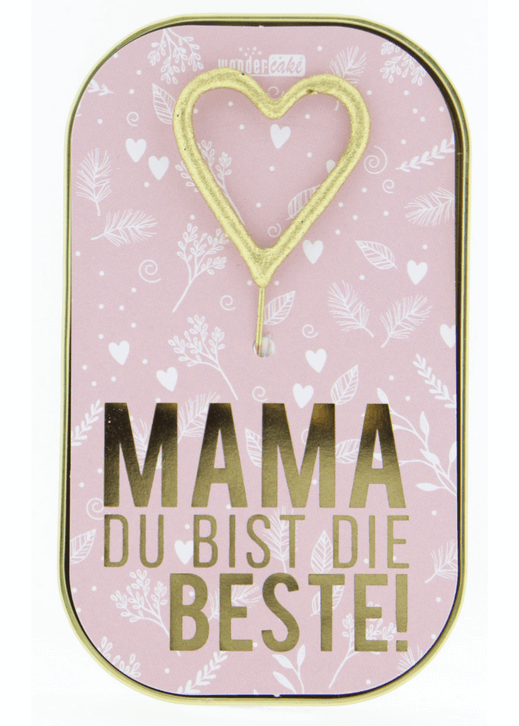 Leckerer Muttertags-Wondercake mit Wunderkerze in Herform und "Mama du bist die Beste"