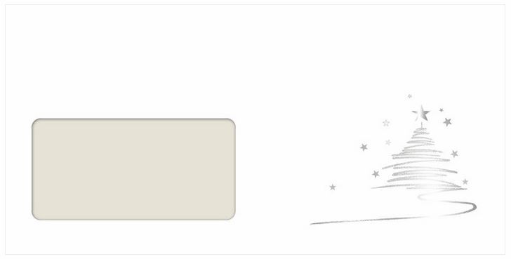 Weihnachtsbriefumschlag haftklebend mit Fenster und silberner Folienprägung im Format DIN lang