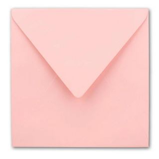 Briefumschlag in rosa mit spitzer, nassklebender Klappe 15,5 x 15,5 cm