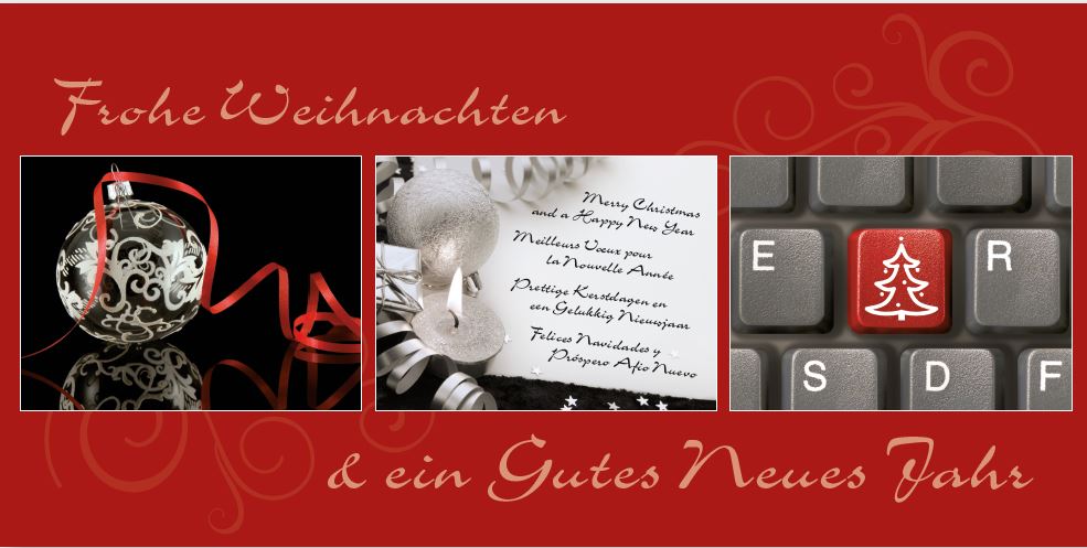 Geschäftliche Weihnachtskarte im DIN lang Format in rot und schwarz im modernen Design