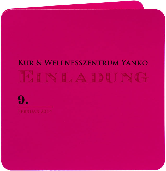 Blankokarte quadratisch 14,8x14,8 cm pink - Beispiel Einladung Eröffnung