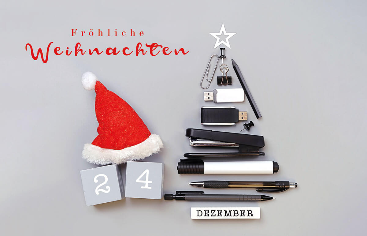 Originelle Weihnachtskarte "Stichtag" mit Fröhliche Weihnachten als Gruß