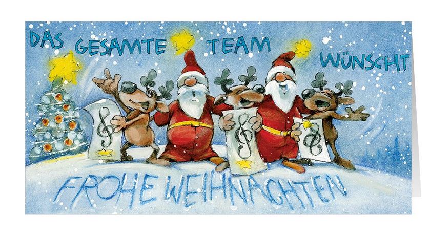 Lustige Weihnachtskarte mit Teamgruß für Firmen "Das gesamte Team wünscht Frohe Weihnachten"