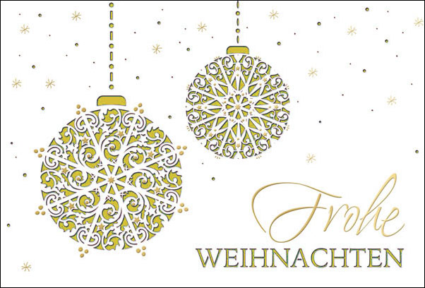 Weihnachtskarte mit lasergestanzten Kugeln - Einleger gold