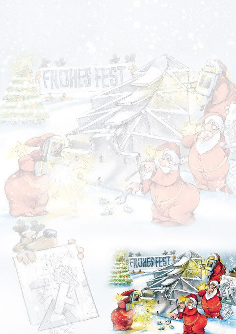 Lustiges Weihnachtsbriefpapier für Metall- und Maschinenbau mit Weihnachtsgruß, DIN A4