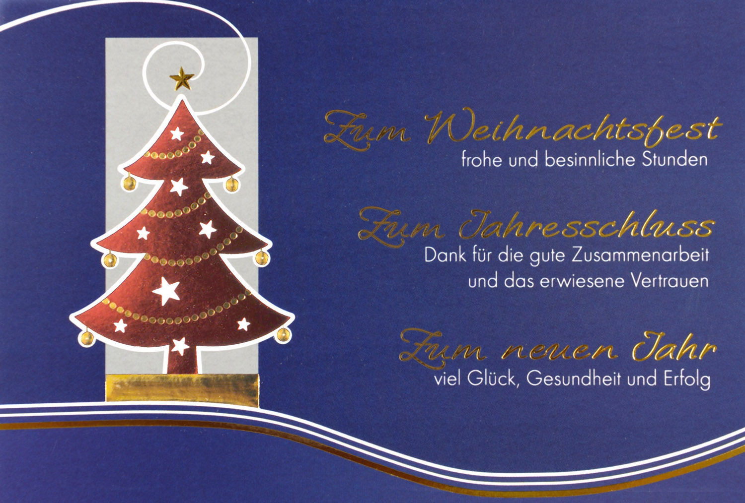 Firmenweihnachtskarte mit Weihnachtsgruß und Dank für die Zusammenarbeit und Vertrauen