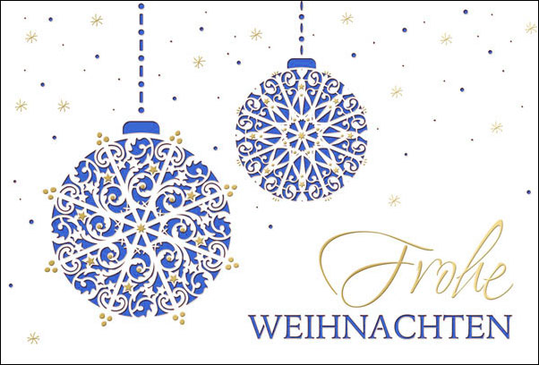 Weihnachtskarte mit lasergestanzten Kugeln - Einleger blau