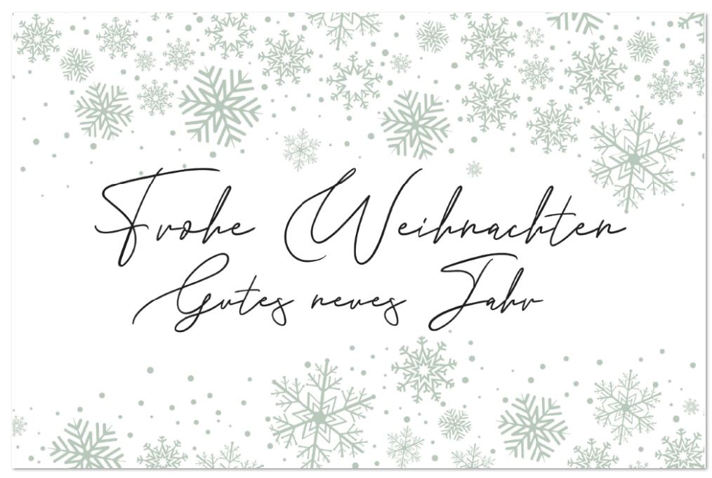 Spendenkarte für den Deutschen Kinderschutzbund mit Weihnachtsgruß und winterlichen Eiskristallen