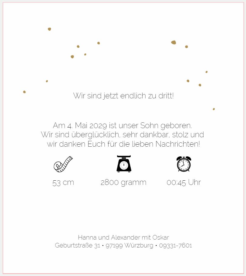 Gestaltungsvorschlag der Rückseite mit passenden Icons Maßband, Waage und Wecker 