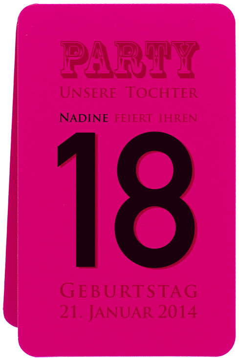 Blankokarte 17,5x11 cm pink - Beispiel Party 18. Geburtstag