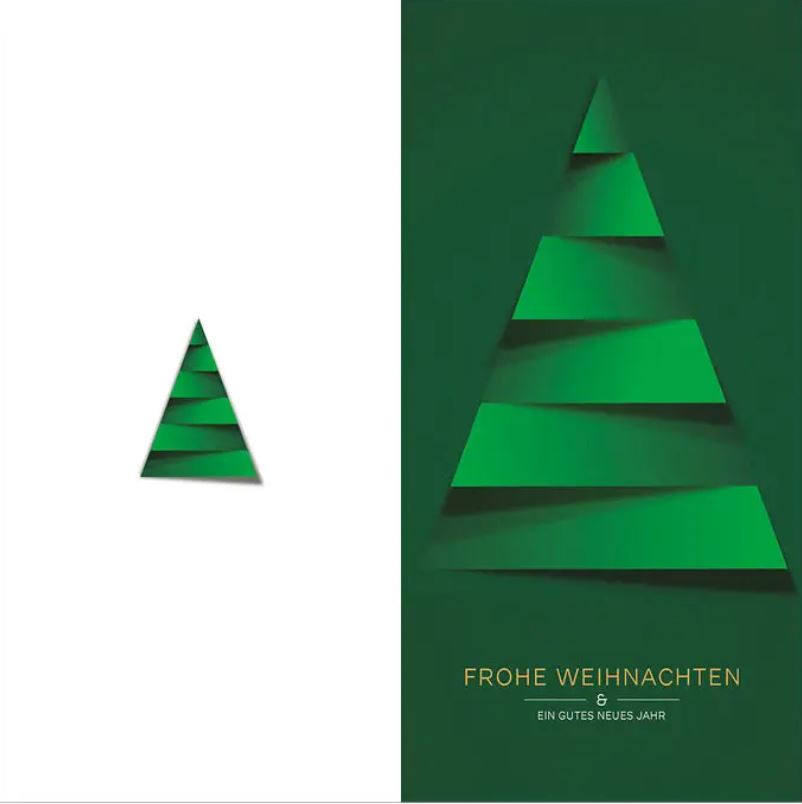 Ansicht von Vorder- und Rückseite von Weihnachtskarte "Modern Art" im DIN lang Format