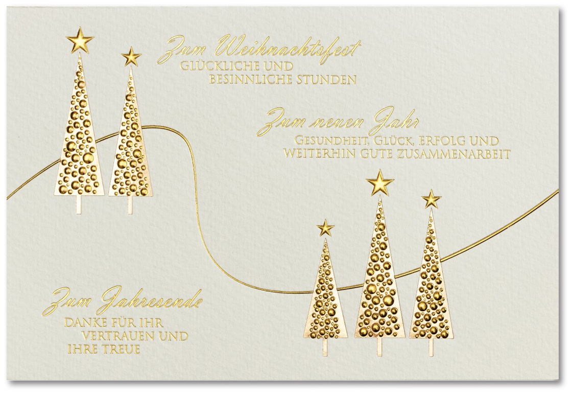 Cremefarbene Weihnachtskarte mit geschäftlichem Text und Foliendruck