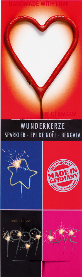 Rote Herz Wunderkerze, Wondercandle Sternwerfer in Herzform