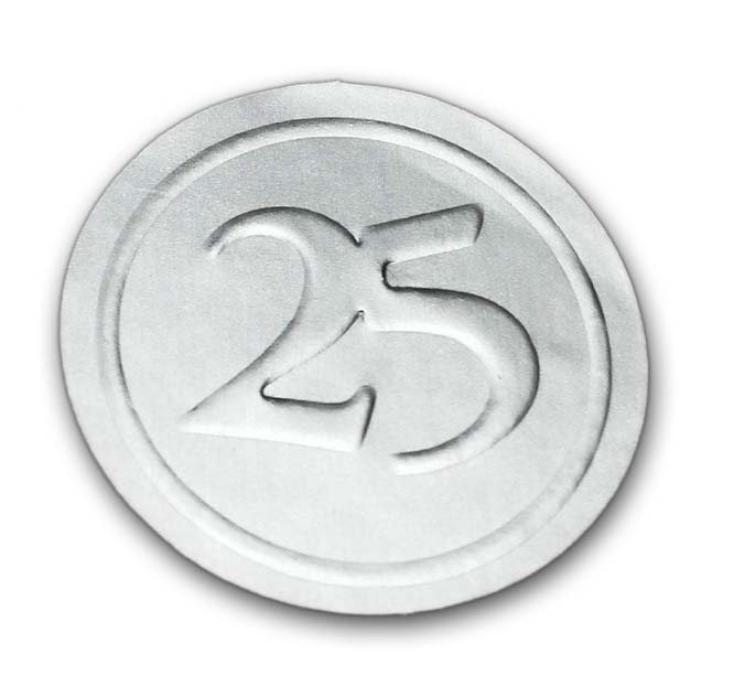 Verschlusssiegel silber mit 25 Relief für Briefumschläge zur Silberhochzeit