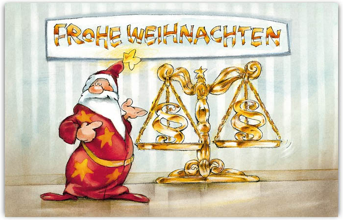 Lustige Branchenkarte für Rechtsanwaltskanzlei, Notar oder Jurist mit Gruß Frohe Weihnachten