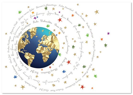 Internationale Weihnachts-Spendenkarte "Die ganze Welt" zugunsten Deutsche Kinderkrebsstiftung