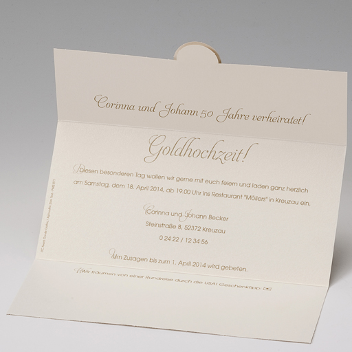 Beispieltext für die Gestaltung einer Einladungskarte zur goldenen Hochzeit