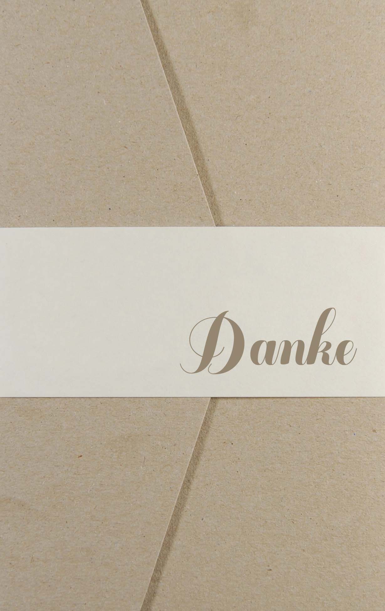 Pocket-Brief Dankkarte graubraun taupe mit creme Banderole und Einlegeblatt