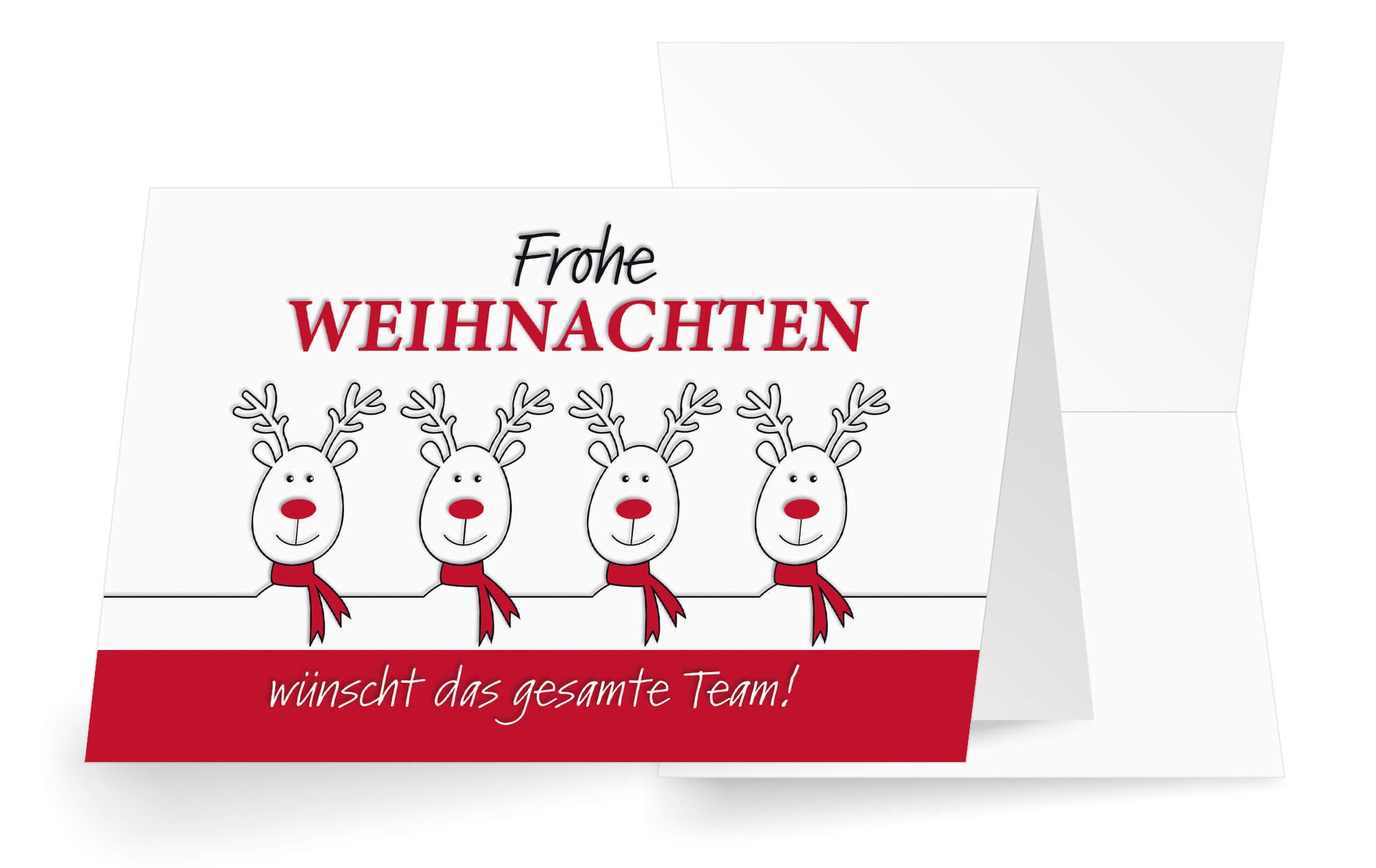 Lustige Firmenweihnachtskarte mit Rentieren und Teamgruß für Ärzte ohne Grenzen