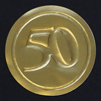 Verschlusssiegel "50" gold 10 Stk. Hochzeit Geburtstag exjp119