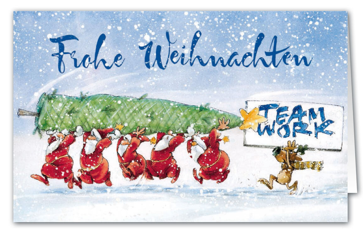 Weihnachtskarte als Branchenkarte für Unternehmen und Firmen aller Art mit dem Slogan Teamwork