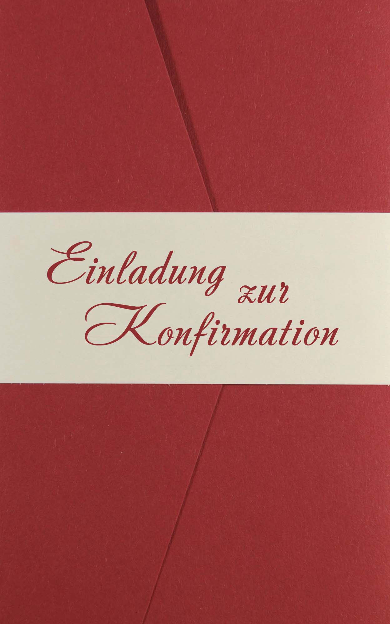 ket-Brief Konfirmation Einladungskarte bordeauxrotem und cremeweißem Designkarton.