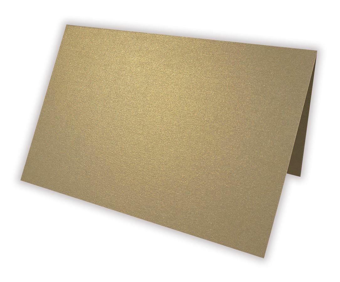 Goldene Klappkarte / Blankokarte 17x11 cm aus 250g goldenem Metallickarton